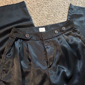 Black Satin Cargo Style Pants